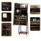 360° Rolling Full Length Vanity Mirror Jewelry Cabinet, Rustic Lockable Cosmetic & Jewelry Storage Armoire with Bottom Shelf